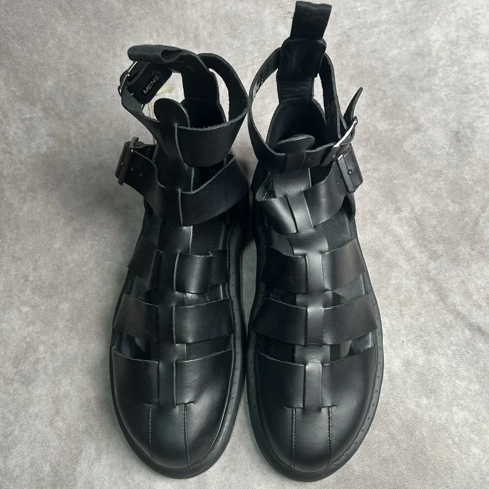 Dr Martens Geraldo Gladiator Sandal Black Leather Buckle Straps Mens 12
